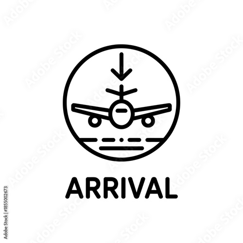 Airplane arrival icon isolated on transparent background