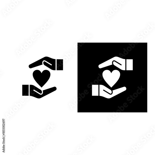 Philanthropy icon black and white filled.