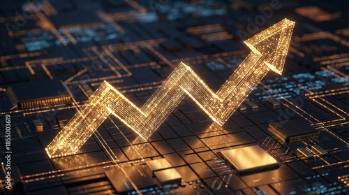 Investment growth visualization stocks rising in a digital environment abstract concept of financial success