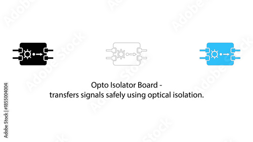 Opto isolator board icon and illustration for signal transfer
