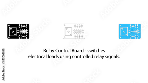 Relay control board switches electrical loads using controlled relay signals