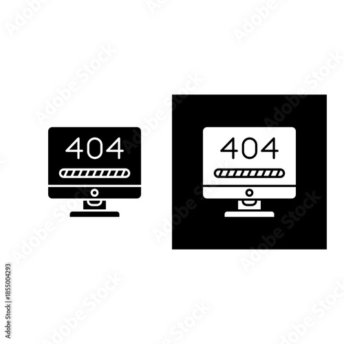 404 Error icon black and white filled.