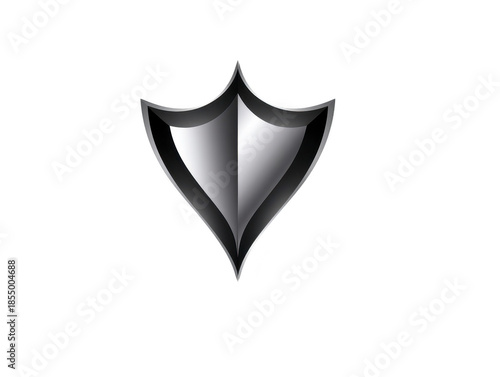 Free Download Metallic shield silver gradient black outline glossy finish modern emblem security symbol protection icon isolated on white sleek design digital illustration - GFXLoad