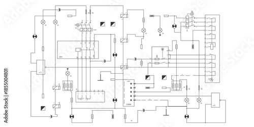 Electrical diagram. Technical drawing. Engineering industry. Vector illustration .