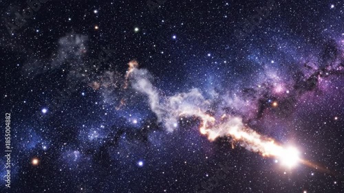 Discover the beauty of distant galaxies as stars shimmer and cosmic dust dances in the infinite night sky Generative AI