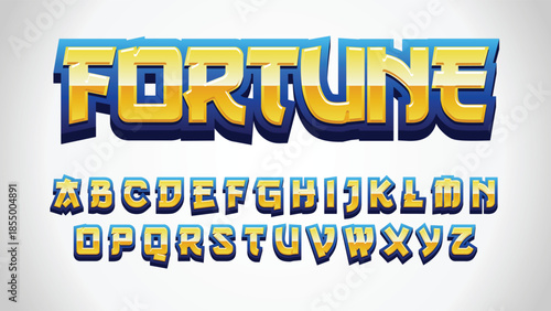 golden and blue glossy asian themed display font