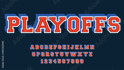 college slab uppercase red and blue typography