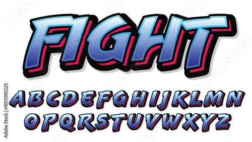blue and red modern graffiti style isolated font