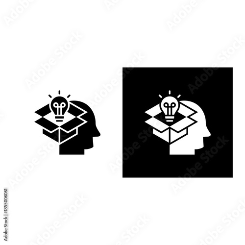 Think Outside The Box icon black and white filled.