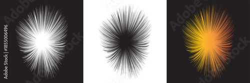 Abstract radial starburst line pattern. Abstract black and white radial lines forming a sharp starburst, representing energy, motion, and dynamic explosion on a clean background.EPS10/AI.

