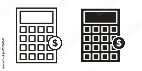 Calculator and dollar icons for web developers and designers,