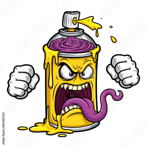 Angry Spray Paint Can Illustrates Frustration in Graphic Art Style