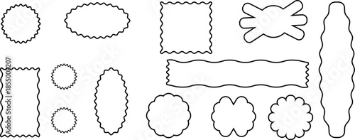Hand Drawn Decorative Frames and Wavy Borders Set for Labels