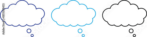 Cloud Thought Bubble outline Icons Set