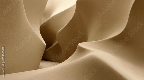 Abstract flowing sand dunes with soft light and shadow creating organic shapes
