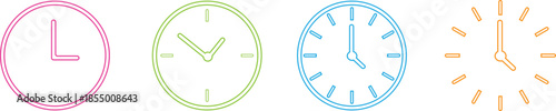 Colorful Minimal Clock Icons Set