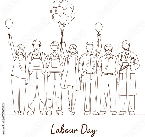 Celebrating labour day together vector Illustration
