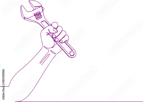 Hand holding wrench vector Illustration