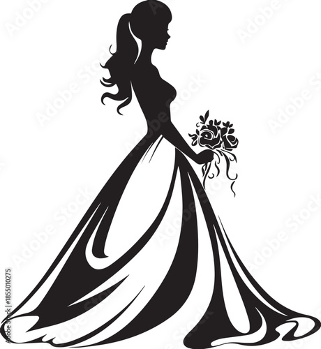girl in a dress woman, dress, fashion, vector, wedding, bride, beauty, dance, hair, art, lady, cartoon, model, gown, flower