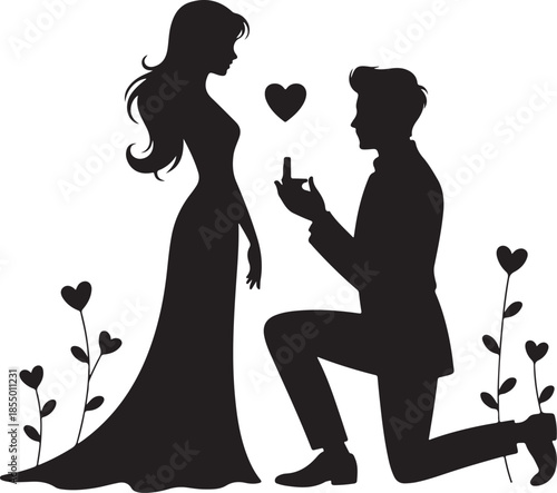 Couple proposal romantic gift heart silhouette engagement
