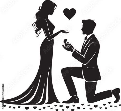 Couple proposal romantic gift heart silhouette engagement