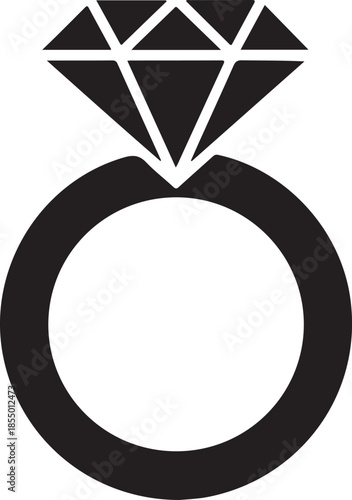 Elegant diamond engagement ring vector illustration silhouette