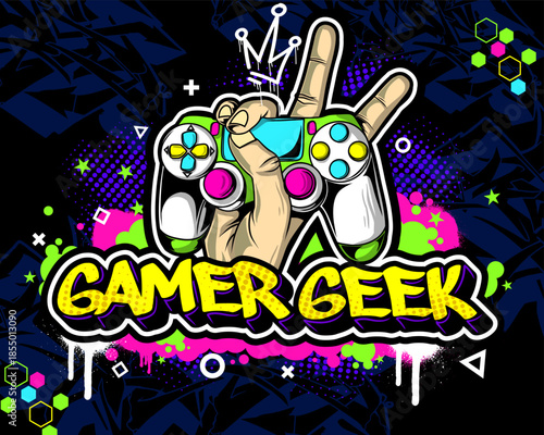 Game Graffiti background vector illustration,. Colorful and fun gaming design.
