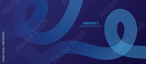 Abstract glowing lines on blue background. Geometric stripe line art design. Modern blue lines. Futuristic technology concept. Suit for business, poster, brochure, corporate, website