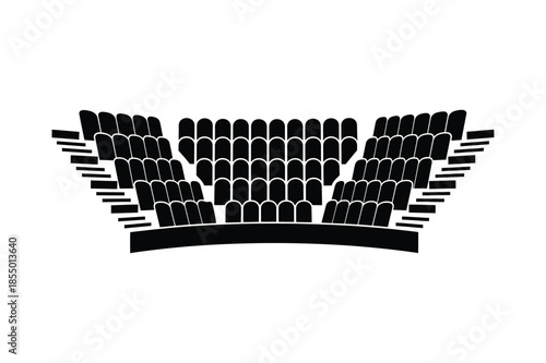 Stadium seats rows perspective silhouette icon for arena layout vector illustration