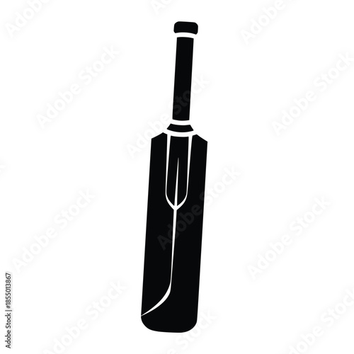 Silhouette of a traditional cricket bat on a white background, ready for a game.