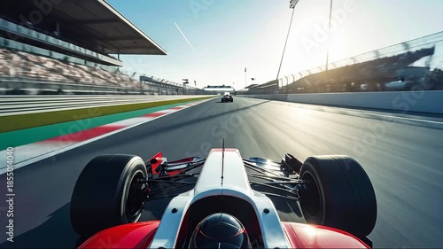 Formula 1 Race Car POV Speeding on Track with Sun Flare