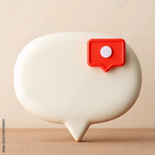Vibrant 3D Rendered Message Notification Icon A Stylized Speech Bubble with an Alert Symbol, Ideal for Digital Communication and Modern User Interface Design