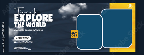 Time to Explore the World: Professional Travel Flyer and Social Media Kit,
Modern Travel Package Flyer & Social Media Post Design with 35% Discount.
Corporate Travel Agency Flyer and Square.