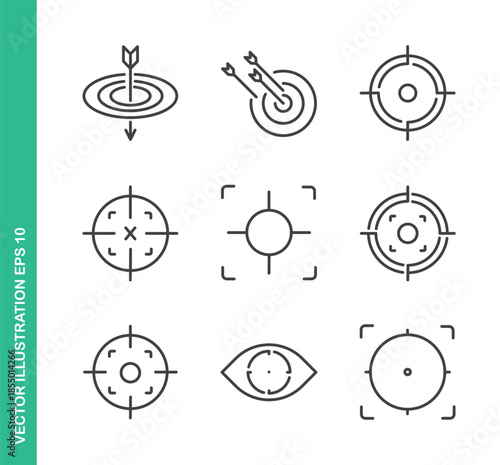 Target Icons. Thin Line Symbol Elements Collection.