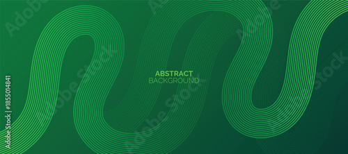 Abstract glowing lines on green background. Geometric stripe line art design. Modern green lines pattern. Futuristic technology concept.