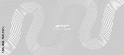 Abstract glowing lines on grey background. Geometric stripe line art design. Modern grey lines pattern. Futuristic technology concept.