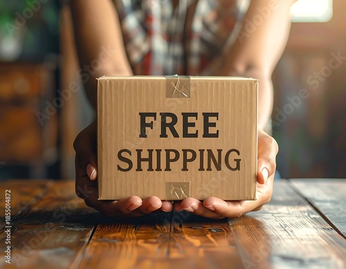 Person holding a brown box with 