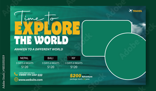 Time to Explore the World: Professional Travel Flyer and Social Media Kit,
Modern Travel Package Flyer & Social Media Post Design with 35% Discount.
Corporate Travel Agency Flyer and Square.