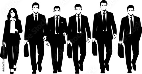Business People Silhouette Group

Corporate Professionals Walking Silhouettes

Office Workers Team Illustration