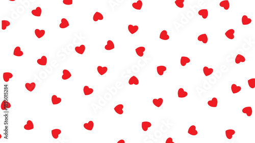 Red hearts scattered across a white background seamless pattern