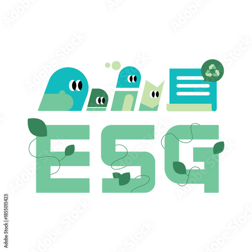 Modern ESG Principles and Sustainability Visual. Cute and simple style illustration.