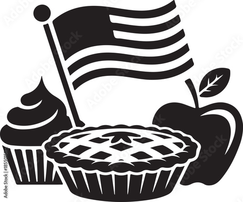 National Meat Pie Day Silhouette Vector Illustration, Solid White Background