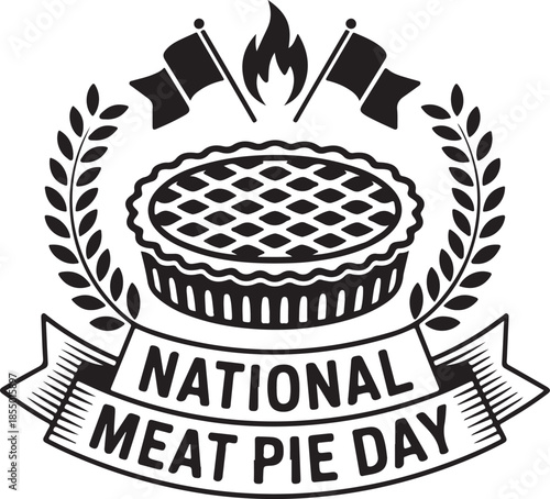 National Meat Pie Day Silhouette Vector Illustration, Solid White Background