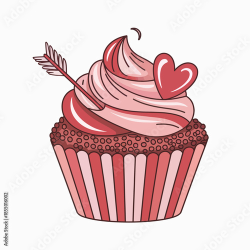 Delicious Cupcake with Frosting and Heart Decoration