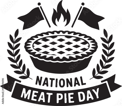 National Meat Pie Day Silhouette Vector Illustration, Solid White Background