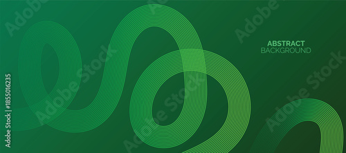 Abstract glowing lines on green background. Geometric stripe line art design. Modern green lines pattern. Background with Wave Rainbow Ribbons