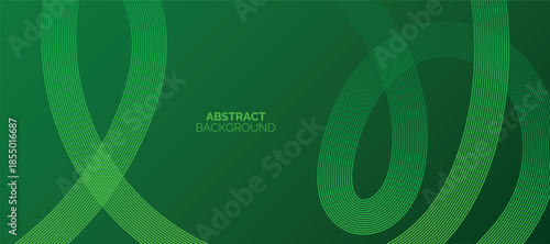 Abstract glowing lines on green background. Geometric stripe line art design. Modern green lines pattern. Background with Wave Rainbow Ribbons