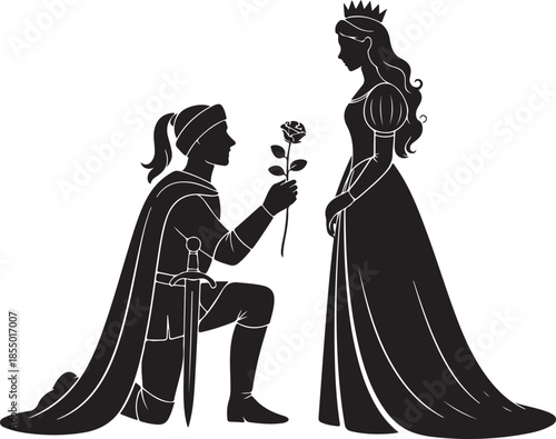 Prince Proposing to Princess A Classic Fairytale Illustration