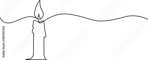 Single candle with flame Vector