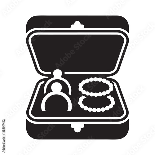 black jewelry box with rings and bracelets clip art preview